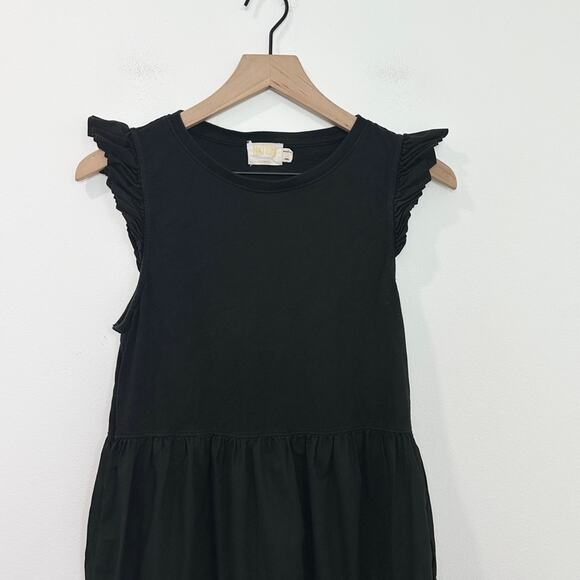 NATION LTD Sissy Ruffled Black Dress Tiered Midi Sundress size Small - Picture 5 of 10